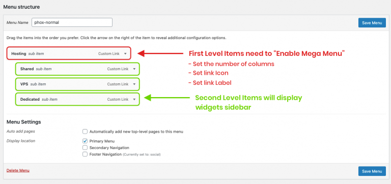 Using The Mega Menu - Phox Documentation